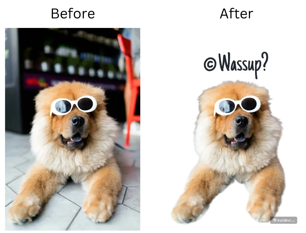 See the transformation before and after removing the background for your custom sticker.