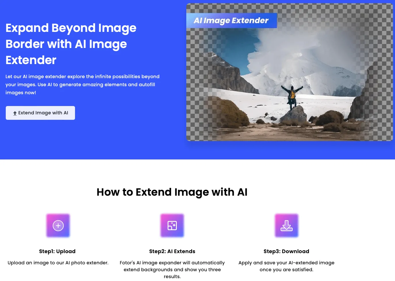 the tool page of Fotor AI Image Extender