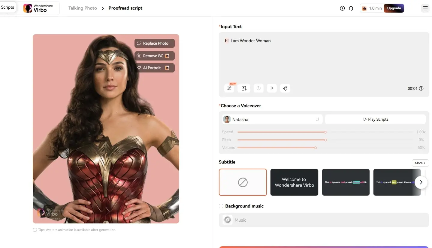 animate a photo by using wondershare virbo