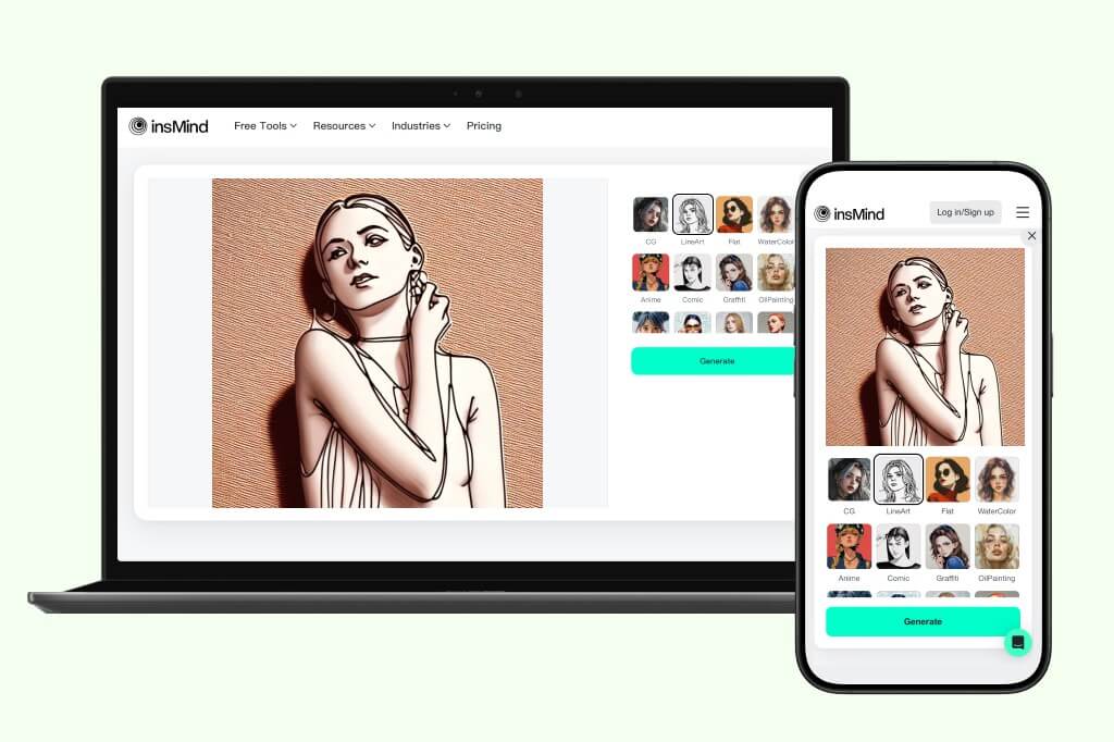 Turn Photo to Line Drawing Art Online for Free insMind