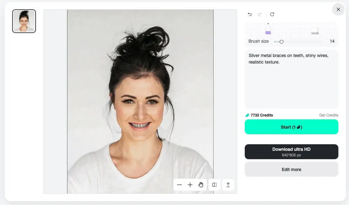 Preview realistic braces and download your personalized image instantly.