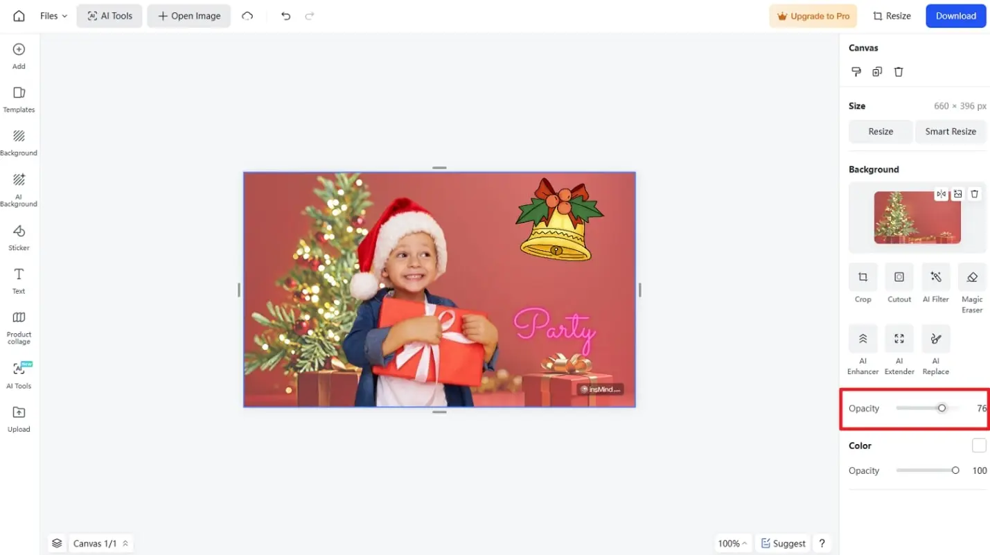 adjust opacity using slider for your  christmas background