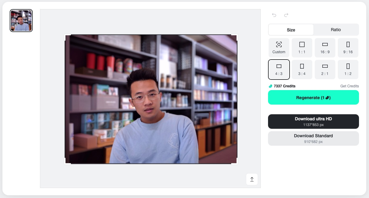 Save your full-size image and edit further with other insMind tools.