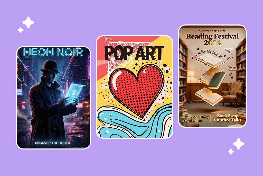 Generate Unlimited Poster Styles with Full Creative Freedom Generate Unlimited Poster Styles with Full Creative Freedom