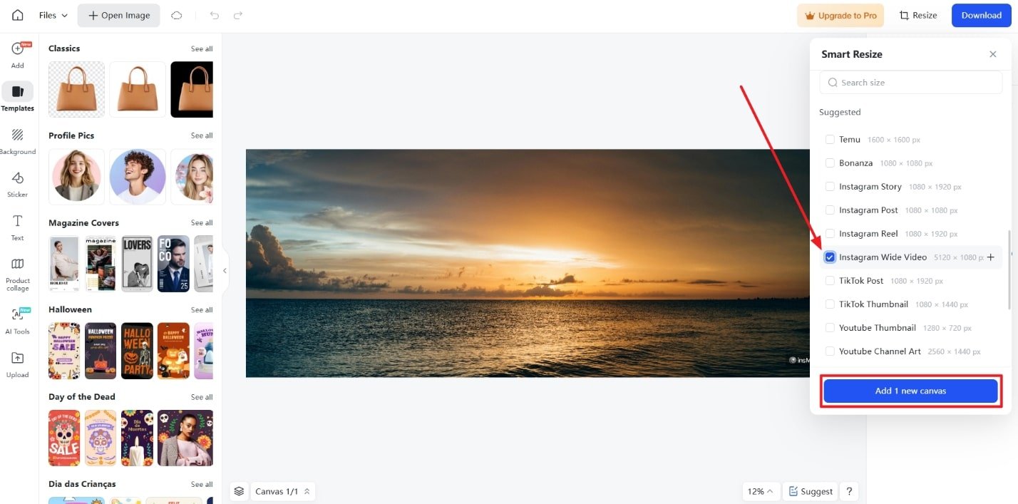 choose instagram video aspect ratio