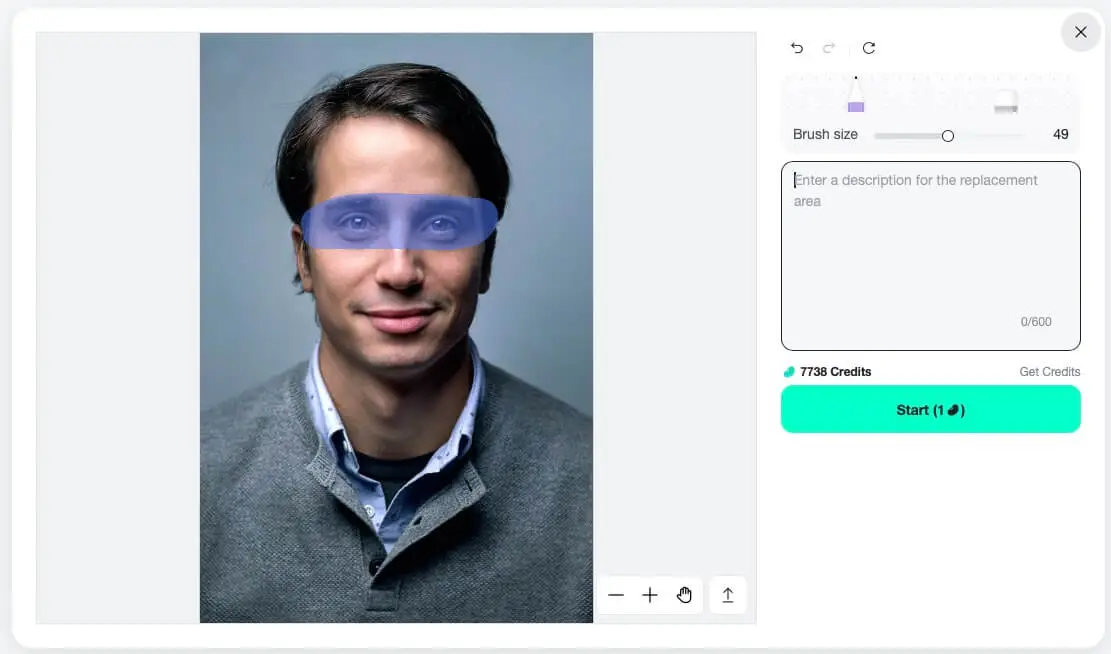 Precisely highlight your eye area to guide accurate glasses alignment with AI.