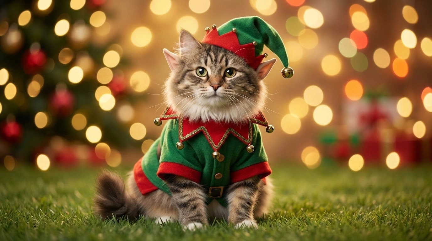 Pet Christmas Elf An example of turning your pet into a Christmas elf with insMind