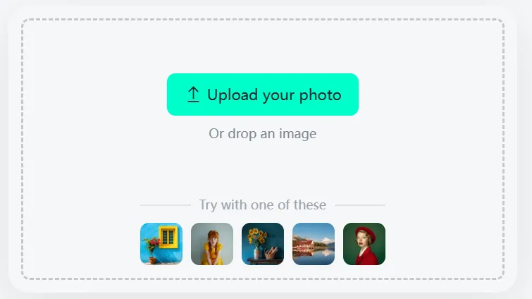 Screenshot demonstrating the process of uploading a photo to the AI Filter Tool in insMind