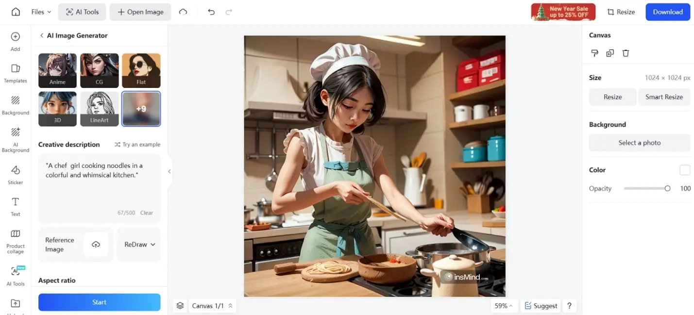 girl cooking in kitchen prompt