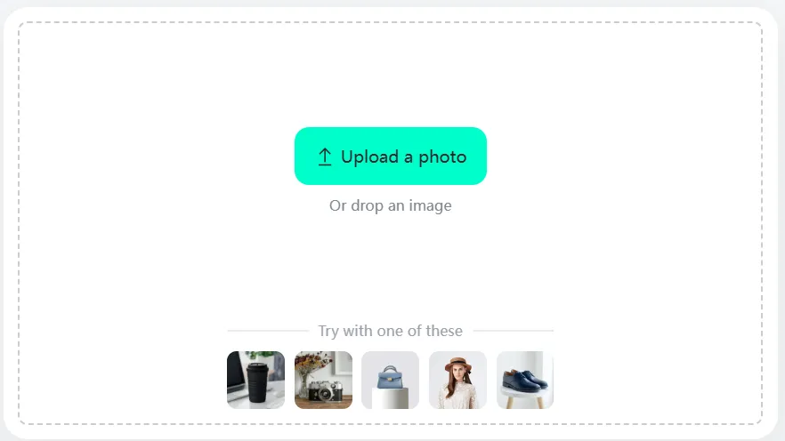 Screenshot demonstrating the process of uploading a photo to the AI Background Tool in insMind