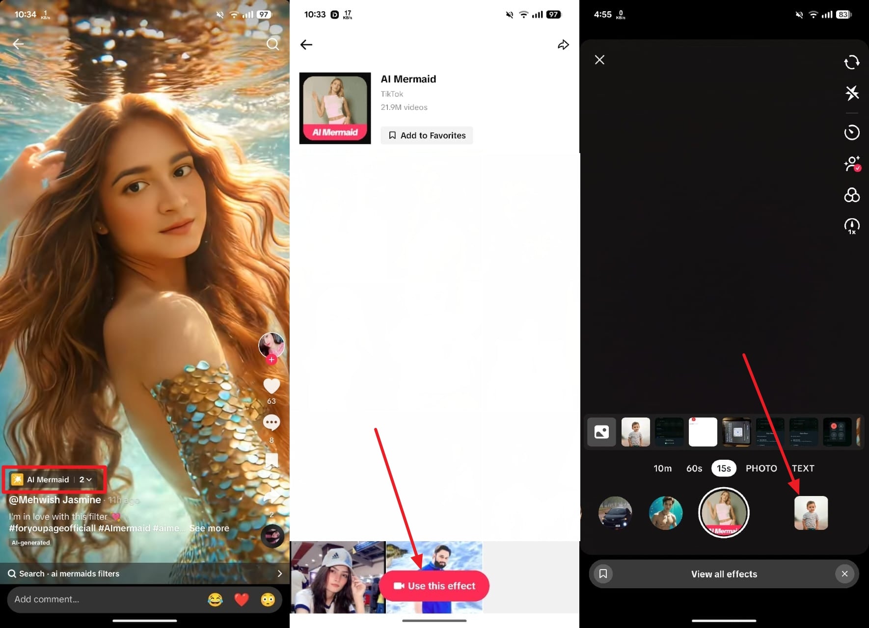 Use the mermaid filter on Tiktok