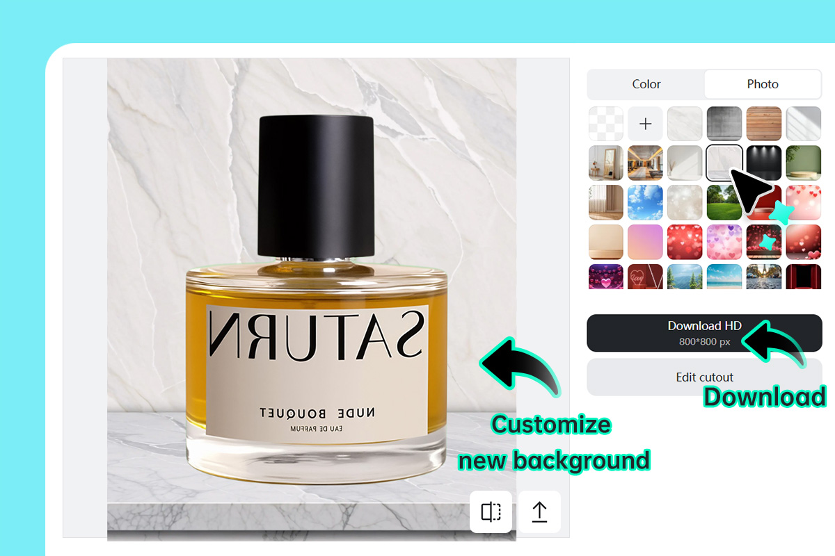 Step 3: Download or customize with your new background