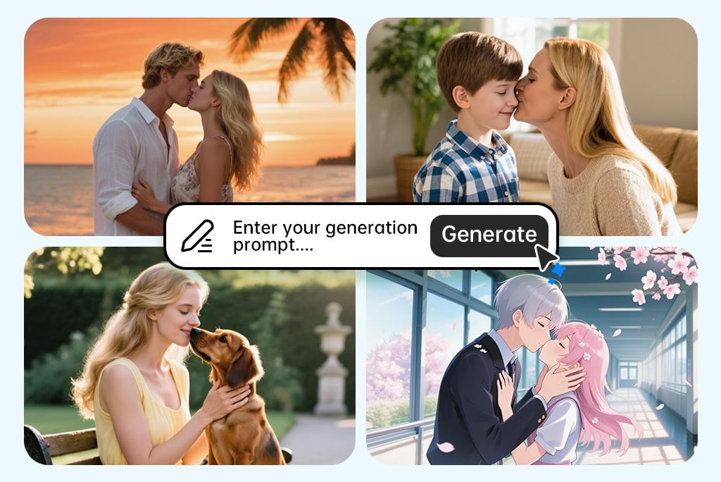 Beyond Photos - Turn Text into Lifelike AI Kissing Videos