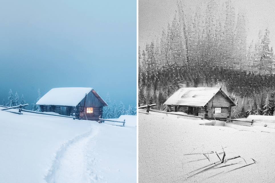 Convert Photo to Realistic Line Art Landscape