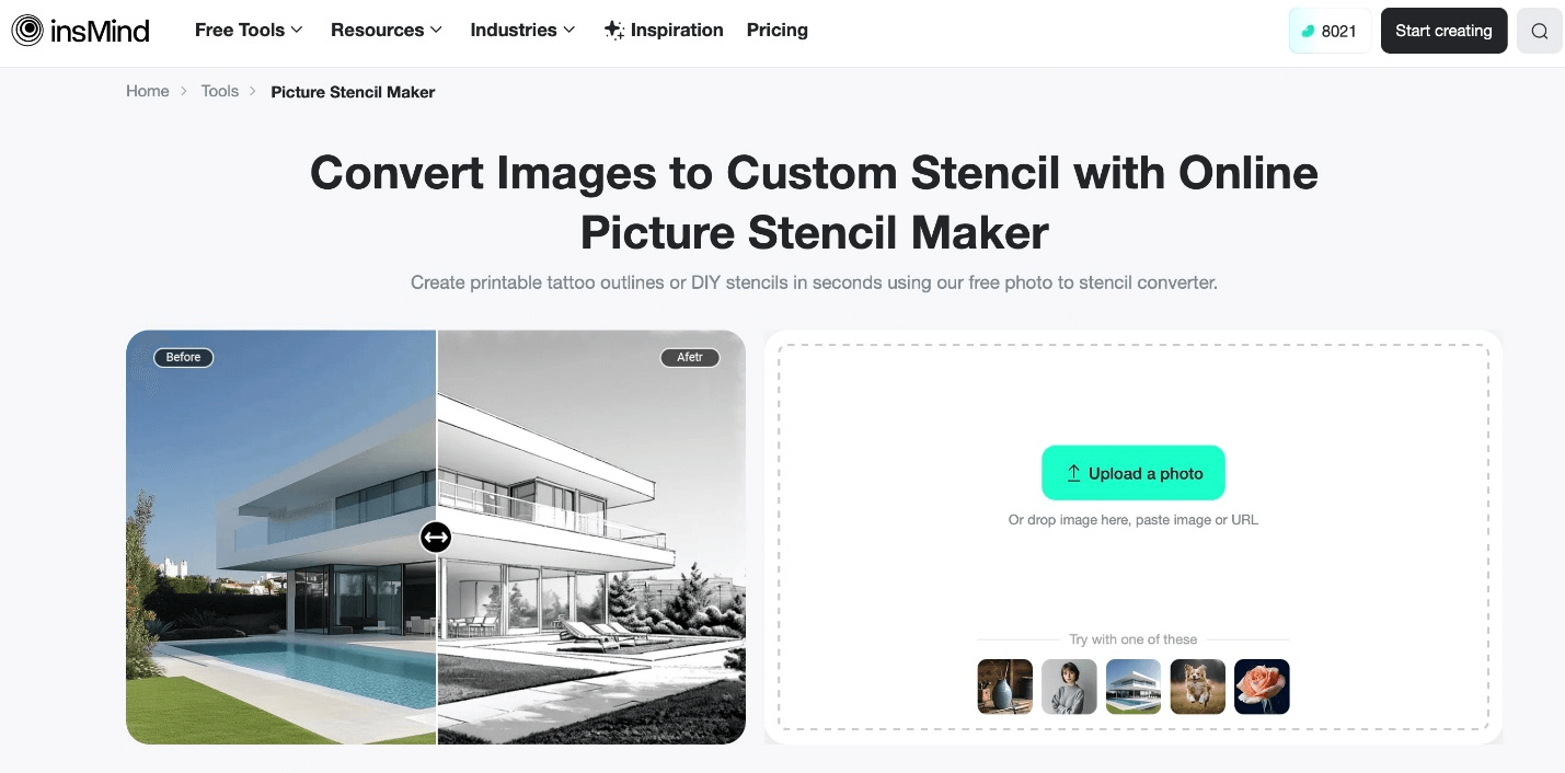 Start converting your photos to stencils online instantly.