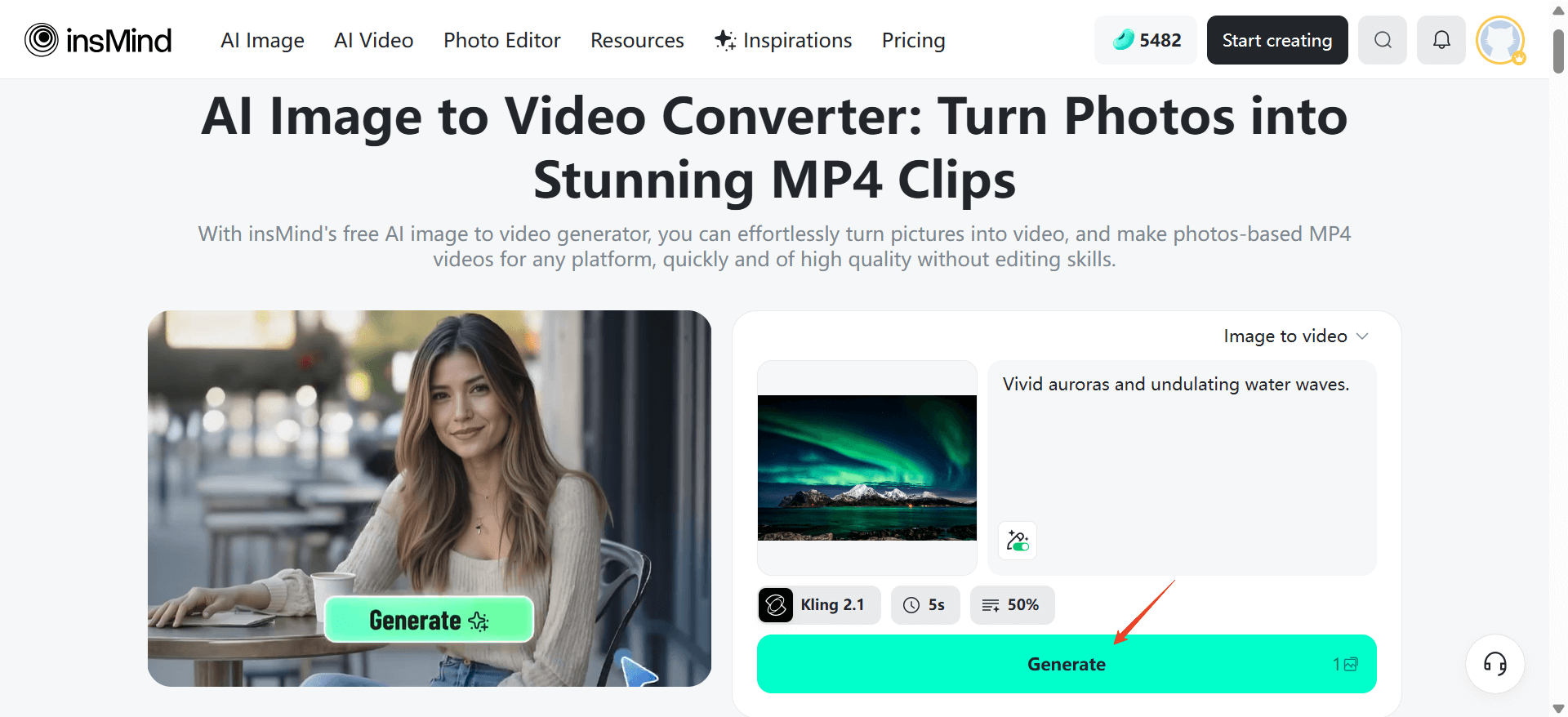Click Generate to quickly create a video with AI from your input.
