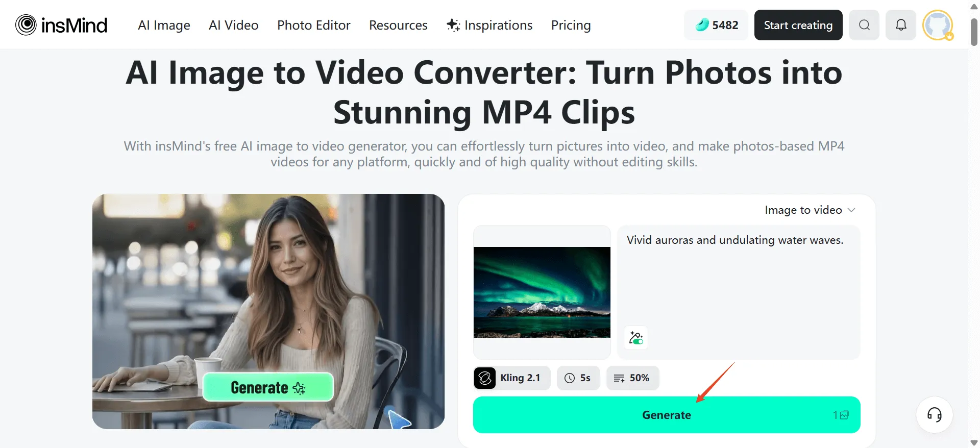 Click Generate to quickly create a video with AI from your input.