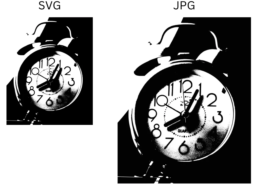 Demonstration image showing a photo before and after converting SVG to JPG using the insMind tool