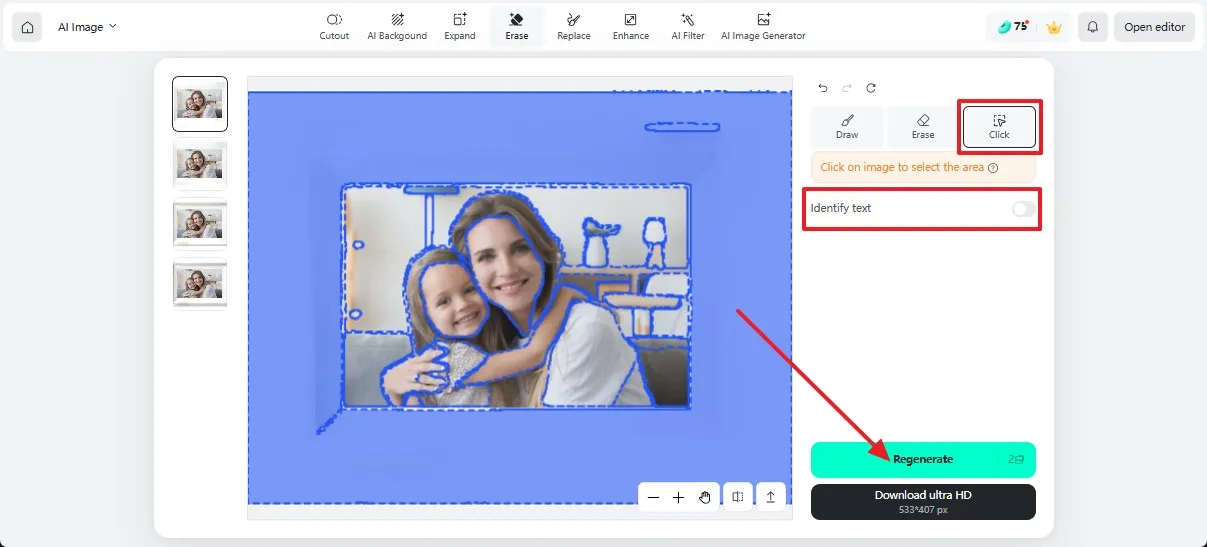 use click tool to remove frame from photo Use the click tool to remove frame from photo quickly and cleanly