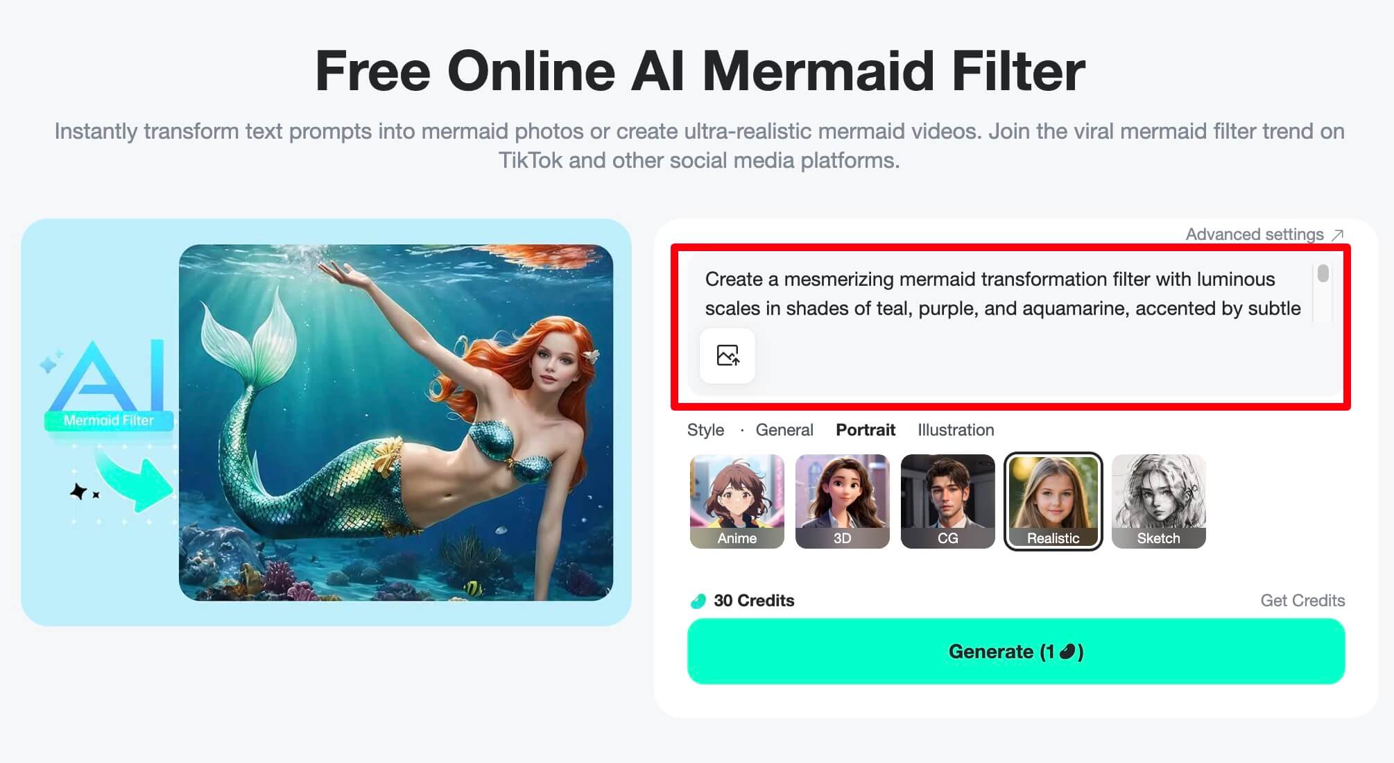 create the mermaid photo
