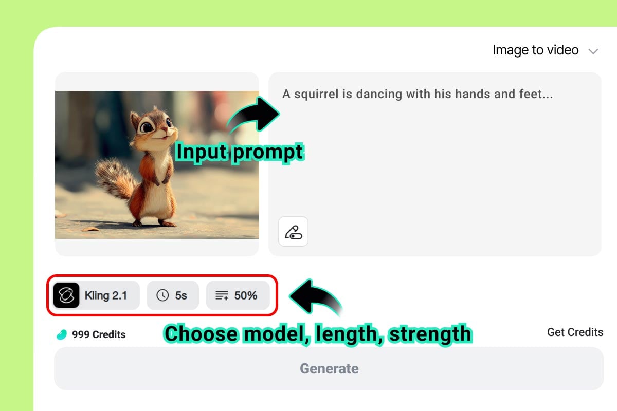 Step 2: Enter Prompt & Select Mode, Length, Strength