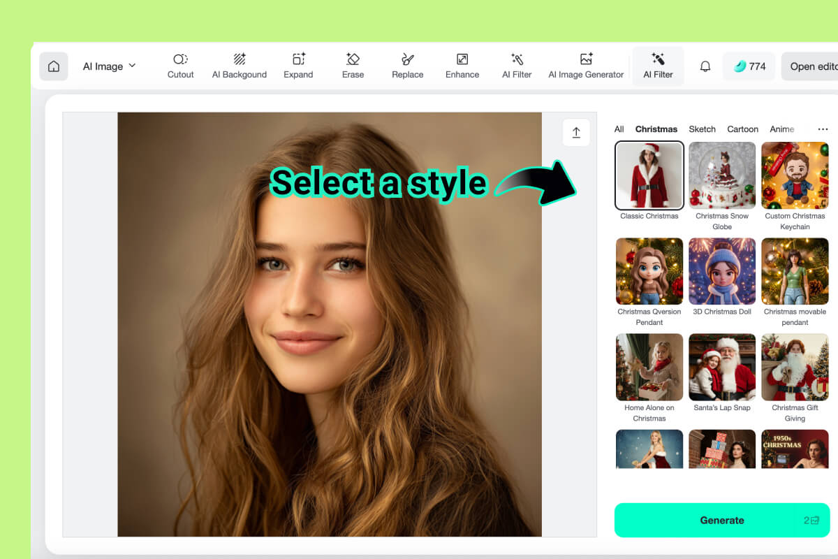 Step 2. Select a Santa Hat Style