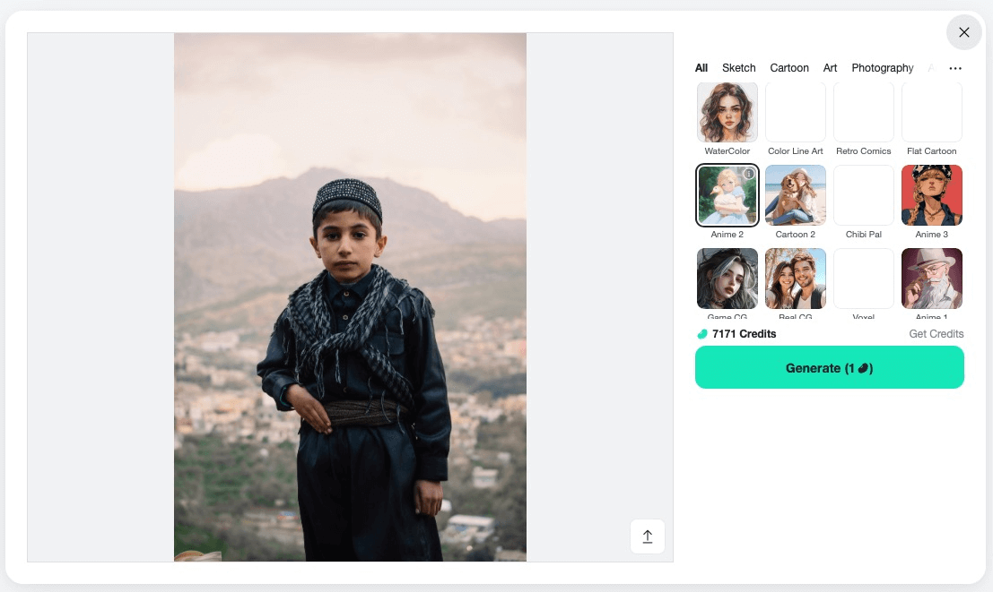 Pick your favorite filter style and click Generate to see instant results.