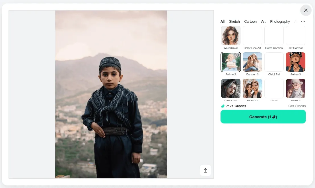 Pick your favorite filter style and click Generate to see instant results.