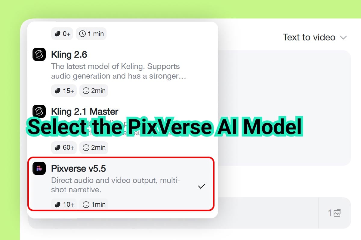 Step 2: Select the PixVerse AI Model