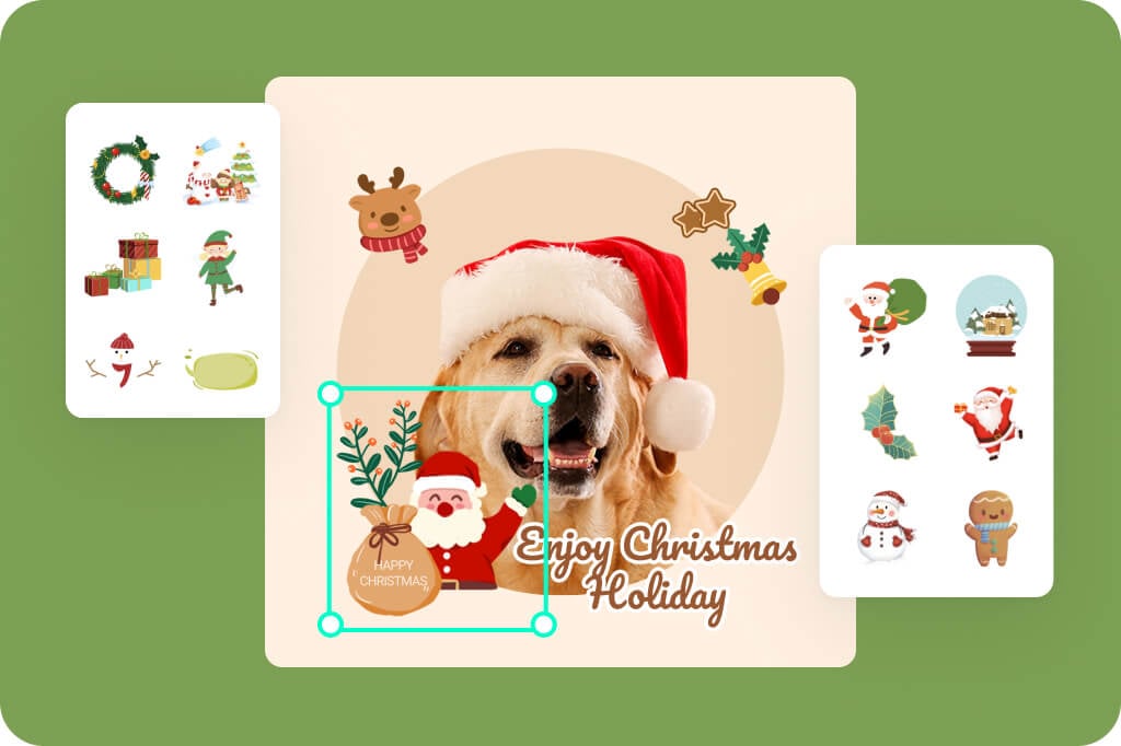 Free Christmas Photo Editor with Rich Festive Stickers and Backgrounds