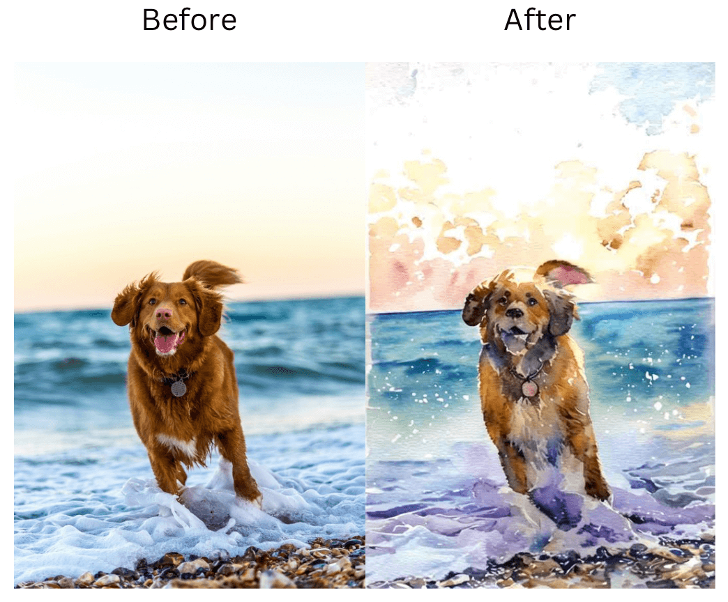 Demonstration image showing a photo before and after changing the  Filter using the insMind tool