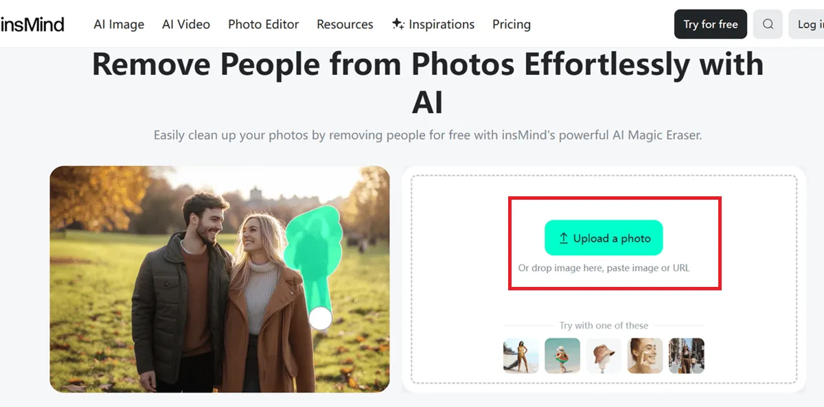 Upload your photo to remove ex with AI