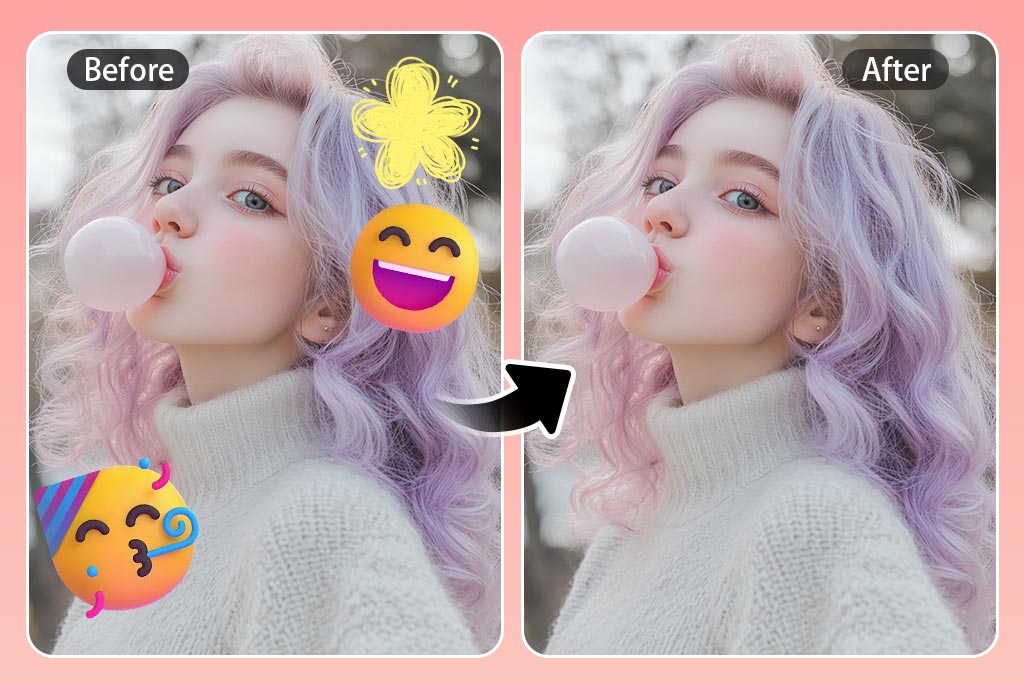 Remove Unwanted Emojis and Stickers from Photos Using AI Effortlessly