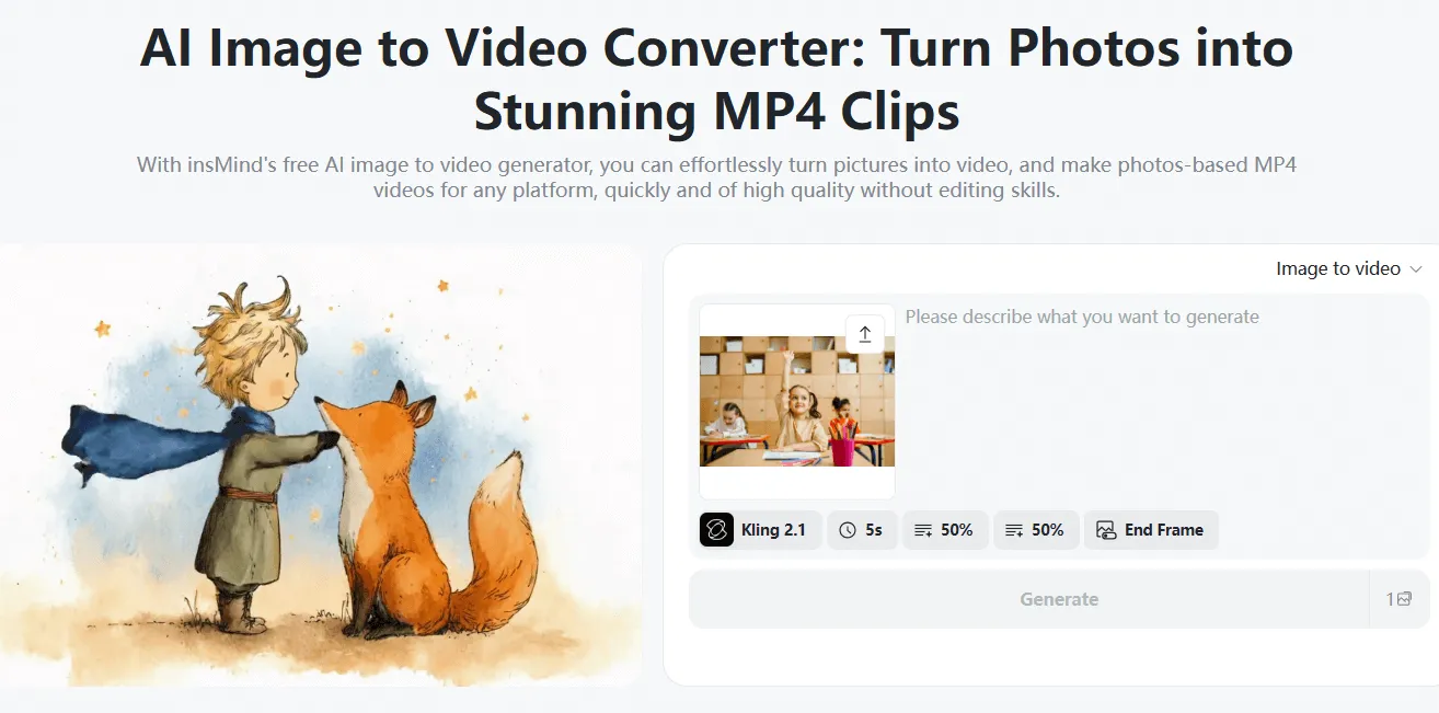 Upload your image to start converting it into a video with insMind.