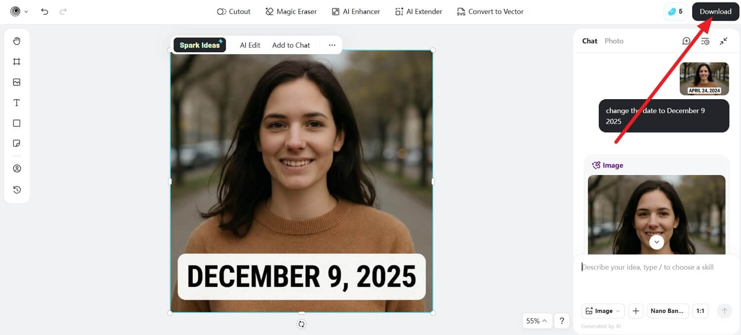 change the date and download