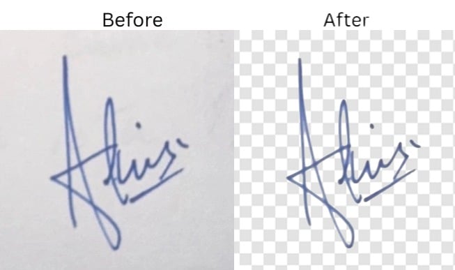 Easily remove image background to insert clean signatures into PDF documents or contracts.