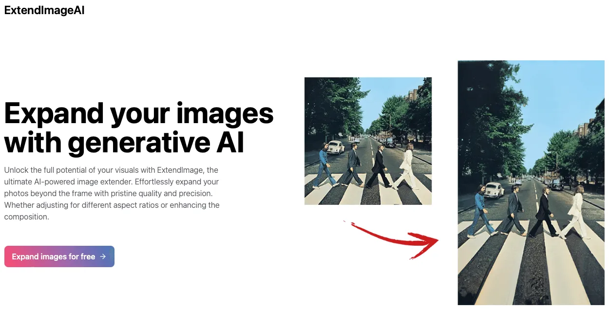 the tool page of ExtendImageAI AI Image Extender