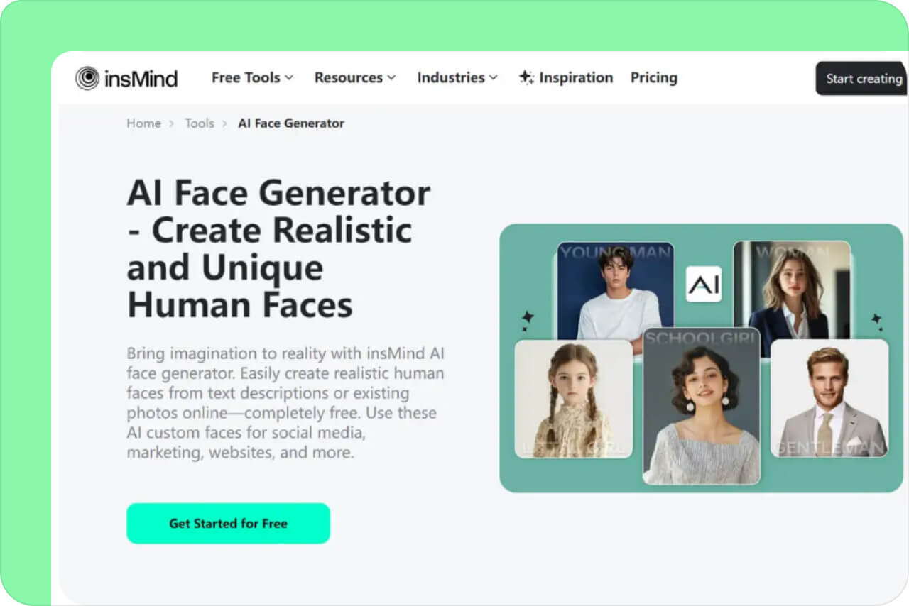 Step 1. Open insMind AI Face Generator