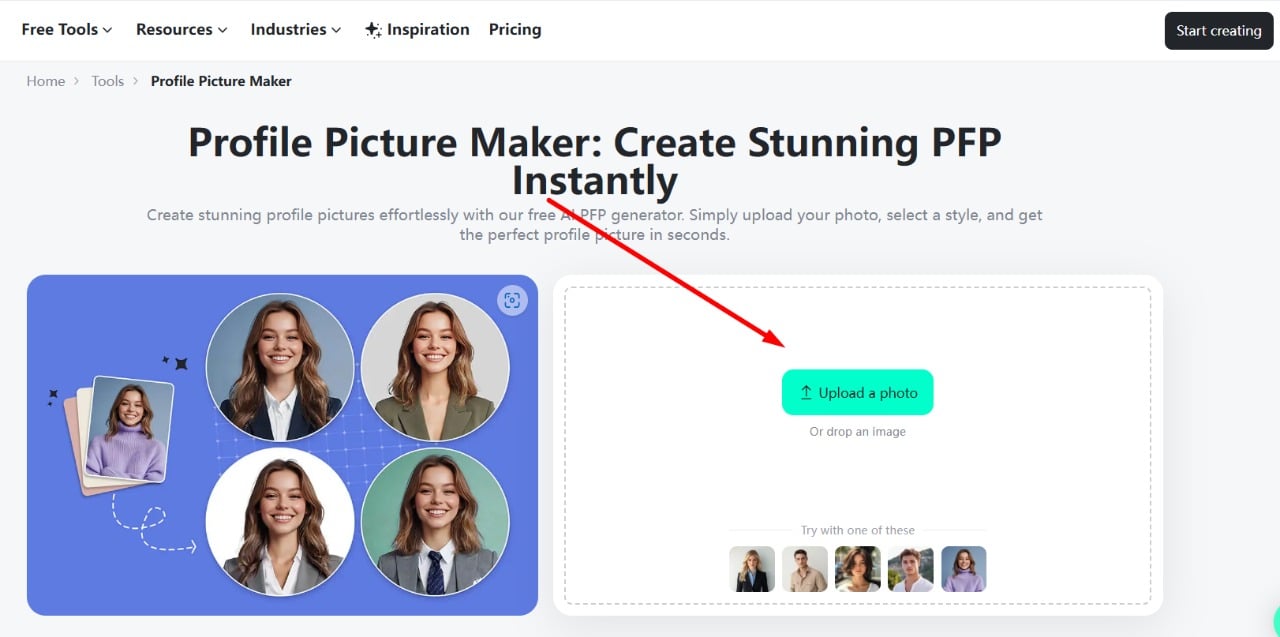 Upload photo to create Instagram profile picture