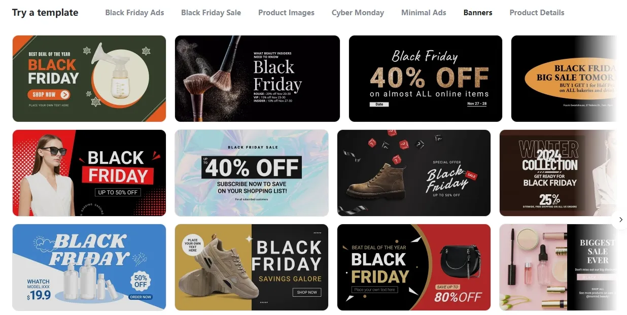 Demonstration image showing Black Friday Banner Templates in insMind